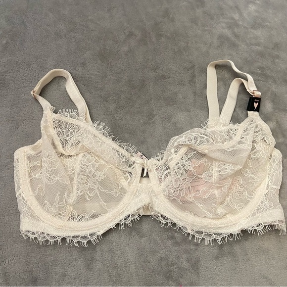 NEW Victoria's Secret Dream Angels White Sheer Lace Unlined Demi Bra 4875 - Picture 3 of 8